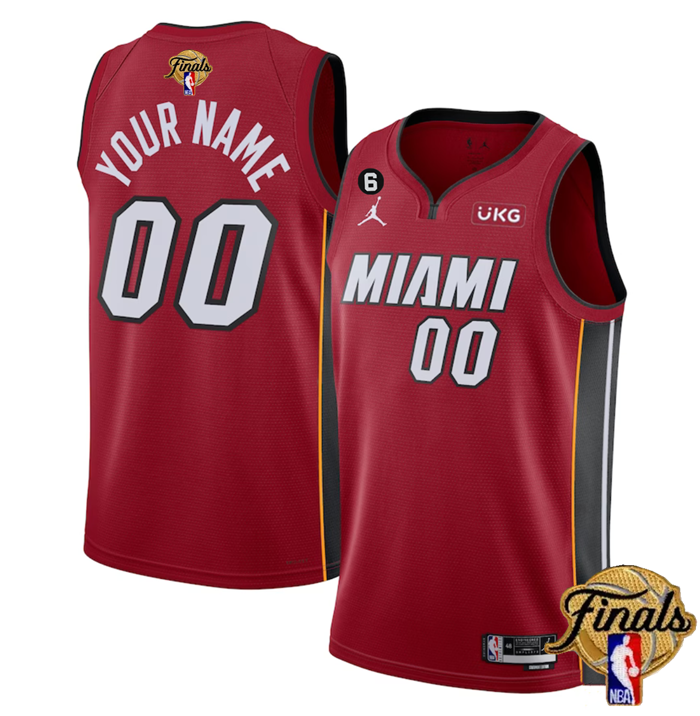 Men's Miami Heat Customized Red 2023 Finals Statement Edition With NO.6 Patch Stitched Basketball Jersey Men's Miami Heat Customized Red 2023 Finals Statement Edition With NO.6 Patch Stitched Basketball Jersey
